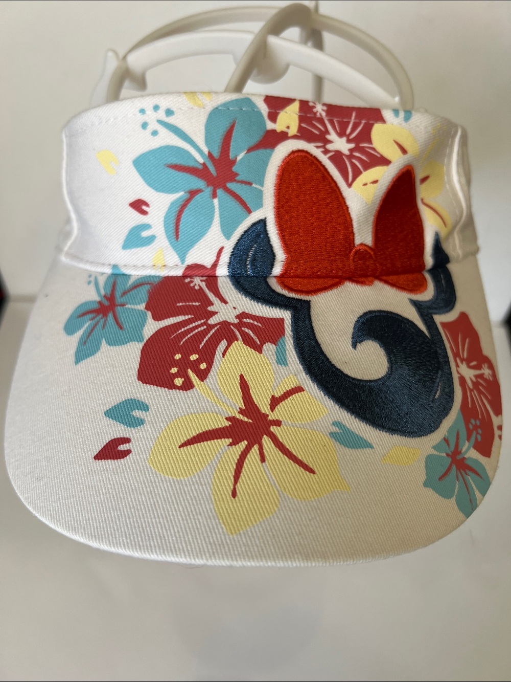 Disney Parks Floral Embroidered Minnie Mouse Visor White Floral Visor - Picture 3 of 10